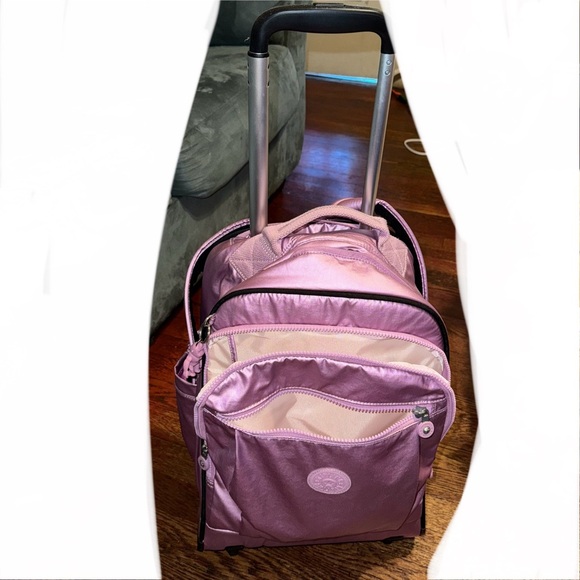 Kipling pink/purple large rolling backpack - Picture 8 of 8
